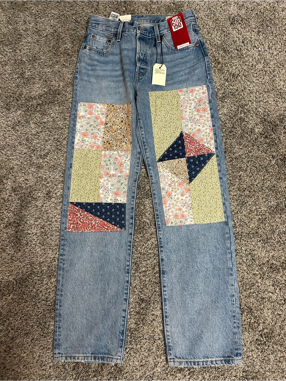 Levi’s 501 ‘90s Patchwork Jeans Women’s High Rise Straight Leg Vintage Style